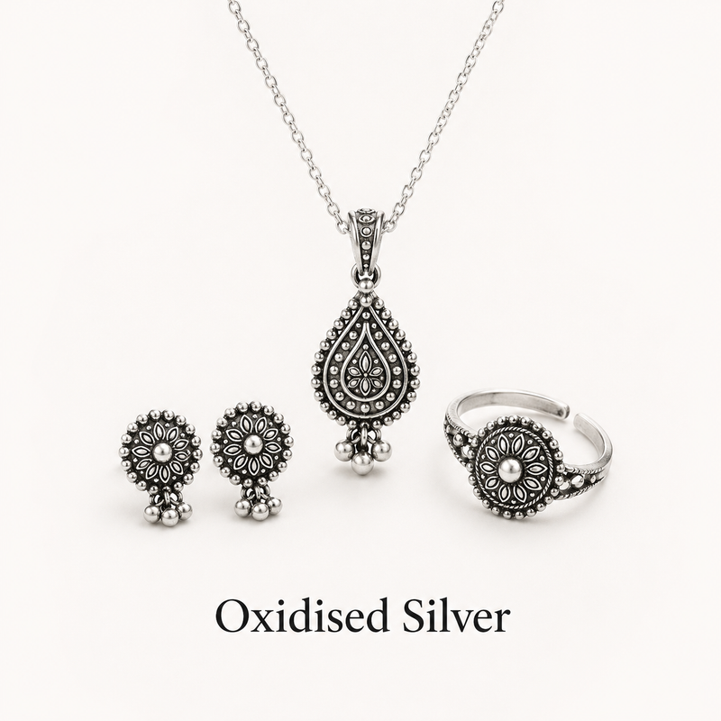 Oxidised silver jewellery