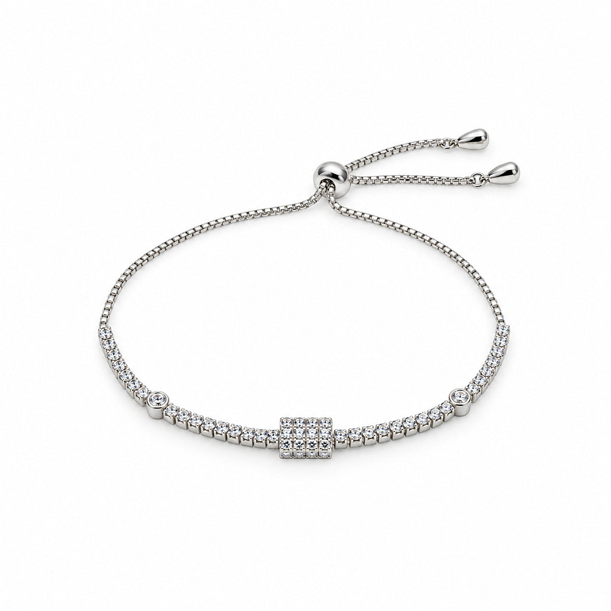 Women's Elegant Silver-Toned Crystal-Studded  Bracelet