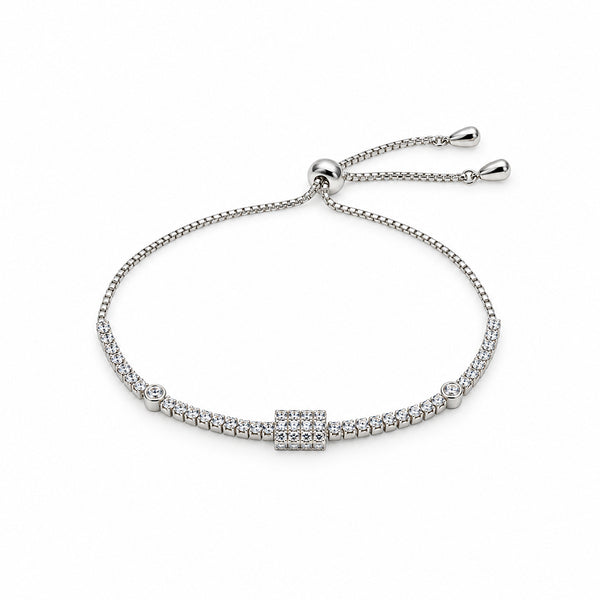 Women's Elegant Silver-Toned Crystal-Studded  Bracelet
