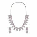 Women's Elegant Silver-Toned PinkNecklace