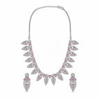 Women's Elegant Silver-Toned PinkNecklace