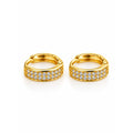 Gold-Plated Double Row American Diamond Studded Huggie Hoop Earrings