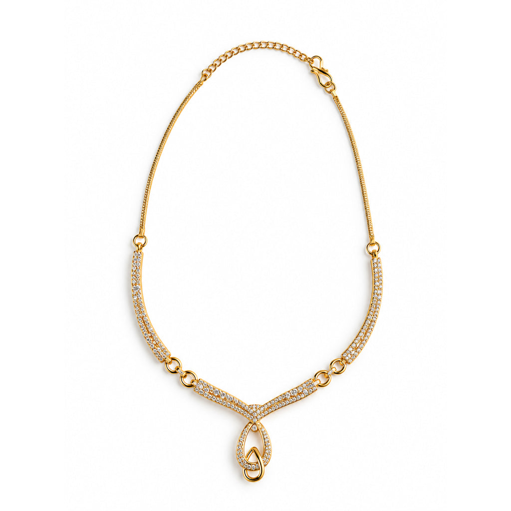 Gold Crystal Drop Pendant Necklace