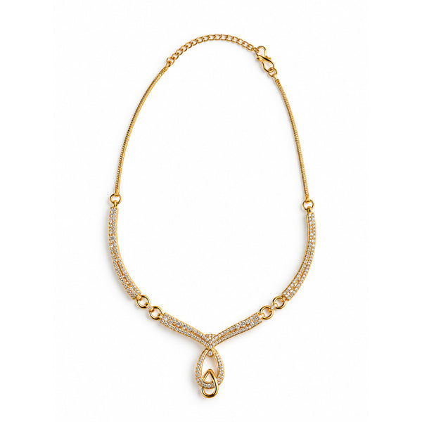Gold Crystal Drop Pendant Necklace
