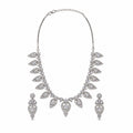Silver-Toned American Diamond Leaf Drop Necklace