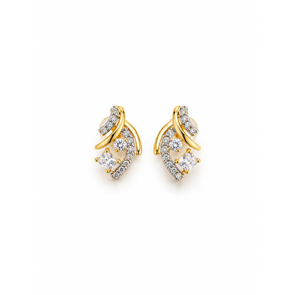 Gold Crystal Leaf Stud Earrings