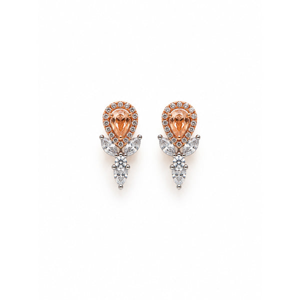 Rose Gold Floral Crystal Stud Earrings