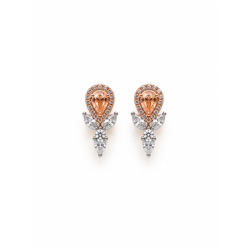 Rose Gold Floral Crystal Stud Earrings
