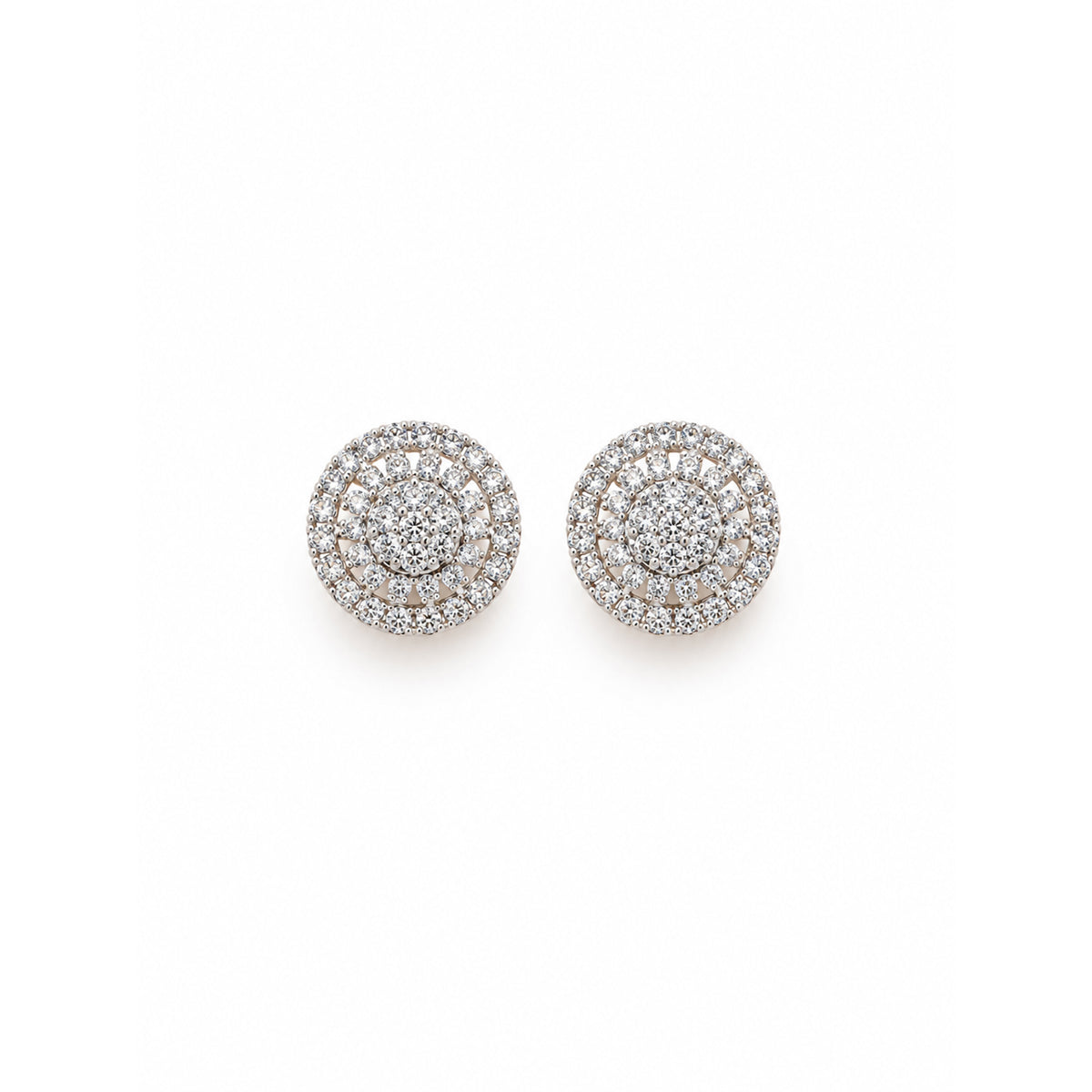 Silver Crystal Round Stud Earrings