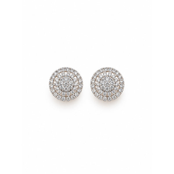 Silver Crystal Round Stud Earrings