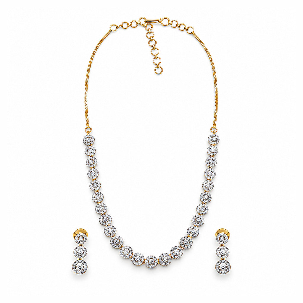 Women's Elegant Gold-Toned White Necklace