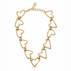 Women's Elegant Gold-Toned Interlinked Heart Design Chunky Chain Necklace