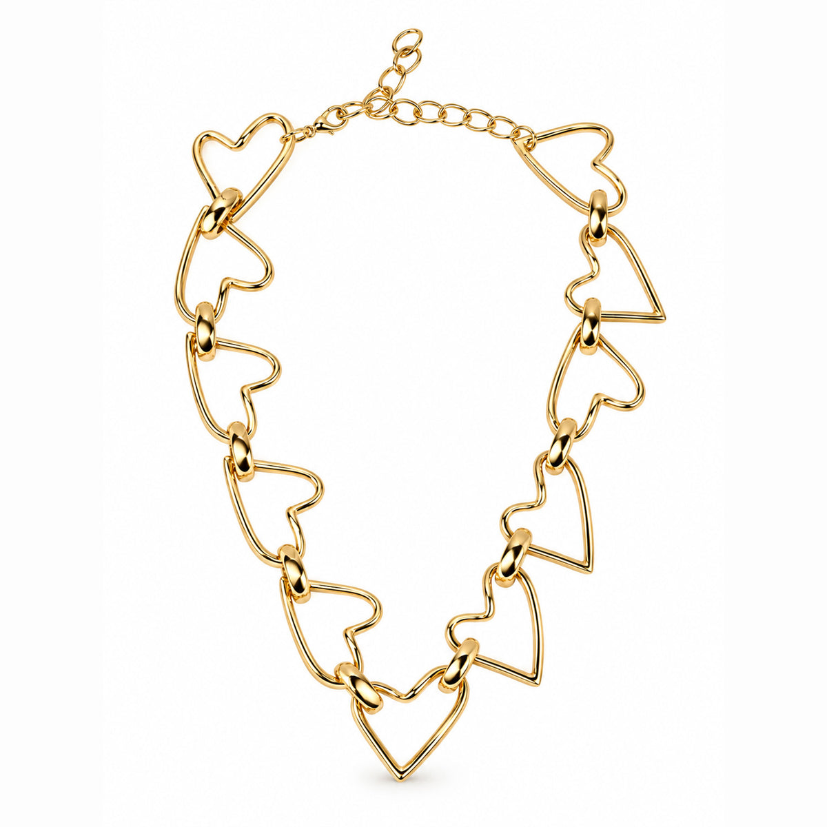 Women's Elegant Gold-Toned Interlinked Heart Design Chunky Chain Necklace