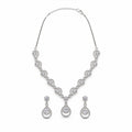 Silver-Toned White Stone-Studded Necklace