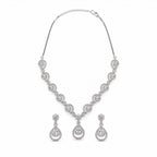 Silver-Toned White Stone-Studded Necklace