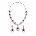 Silver-Toned Ruby Red Stone-Studded Necklace
