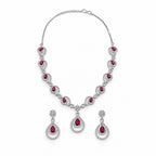 Silver-Toned Ruby Red Stone-Studded Necklace