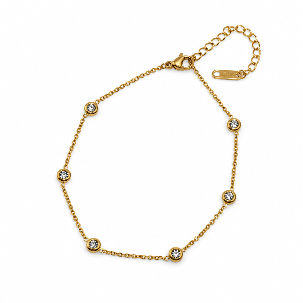 Women Gold-Toned Stone Studded Delicate Chain Bracelet
