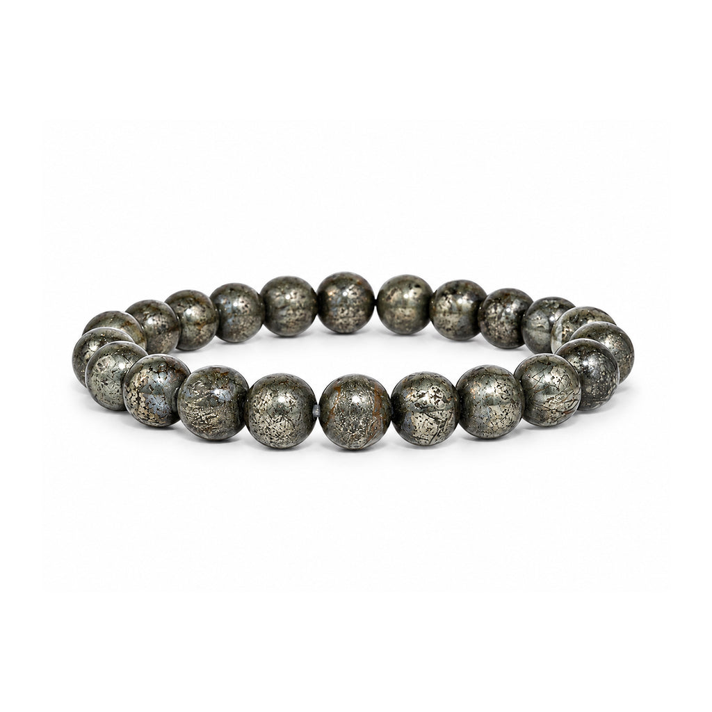 Natural Pyrite Stone Beaded Bracelet.