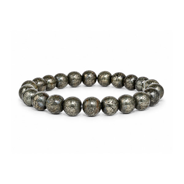 Natural Pyrite Stone Beaded Bracelet.