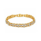 Men’s Gold-Toned Crystal Studded Link Bracelet