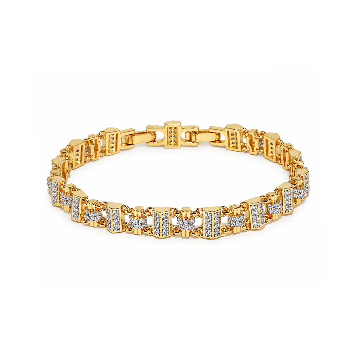 Men’s Gold-Toned Crystal Studded Link Bracelet