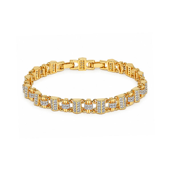 Men’s Gold-Toned Crystal Studded Link Bracelet