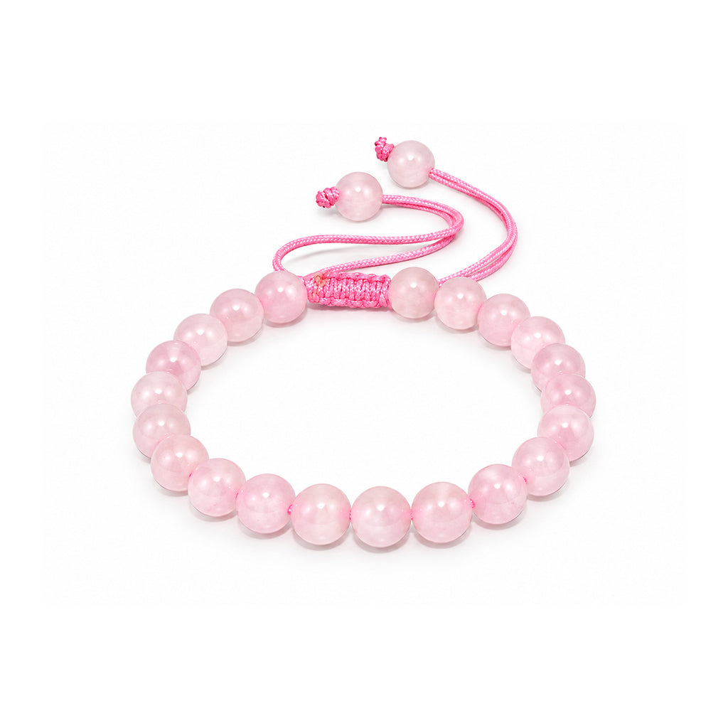 Natural Rose Quartz Crystal Beaded Bracelet for Men & Women