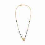 Gold-Toned Black Beaded Mangalsutra Butterfly AD