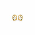 Women's Gold-Plated Pearl & Crystal Studded Abstract Oval Earrings