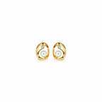 Women's Gold-Plated Pearl & Crystal Studded Abstract Oval Earrings