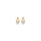 Women's Gold-Toned Teardrop Design White AD Stone Stud Earrings