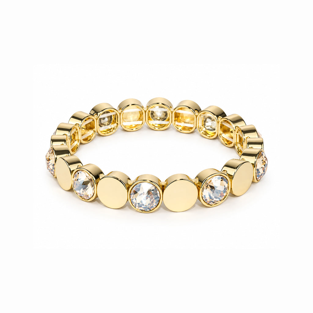 Women's Gold-Toned Champagne Crystal Stone-Studded Stretchable Bracelet