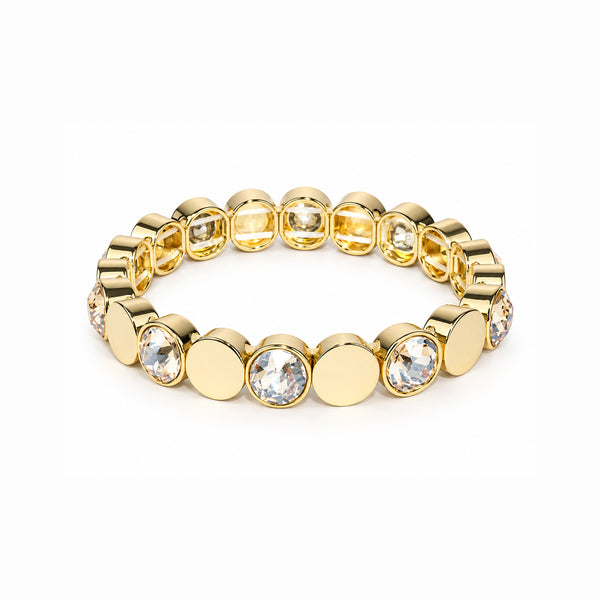 Women's Gold-Toned Champagne Crystal Stone-Studded Stretchable Bracelet