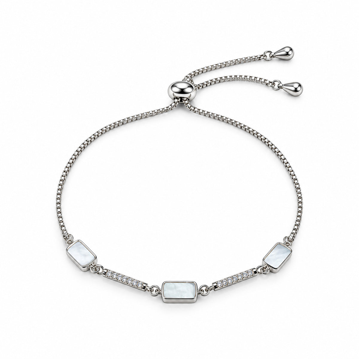 Women's Elegant Silver-Toned Rectangular Bracelet