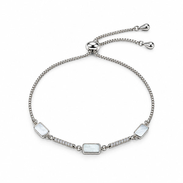 Women's Elegant Silver-Toned Rectangular Bracelet