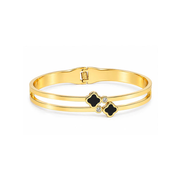 Gold Clover Open Cuff Bracelet for Women