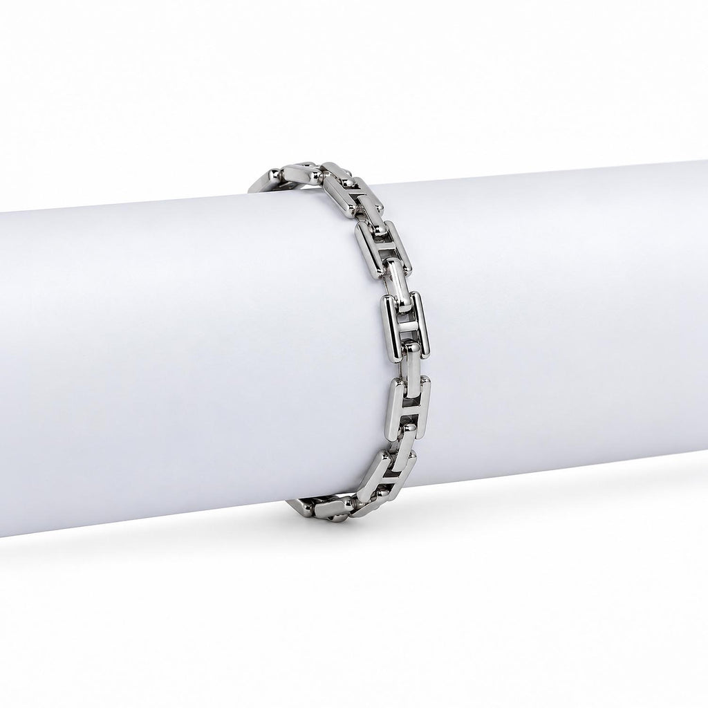 Silver Geometric Link Bracelet