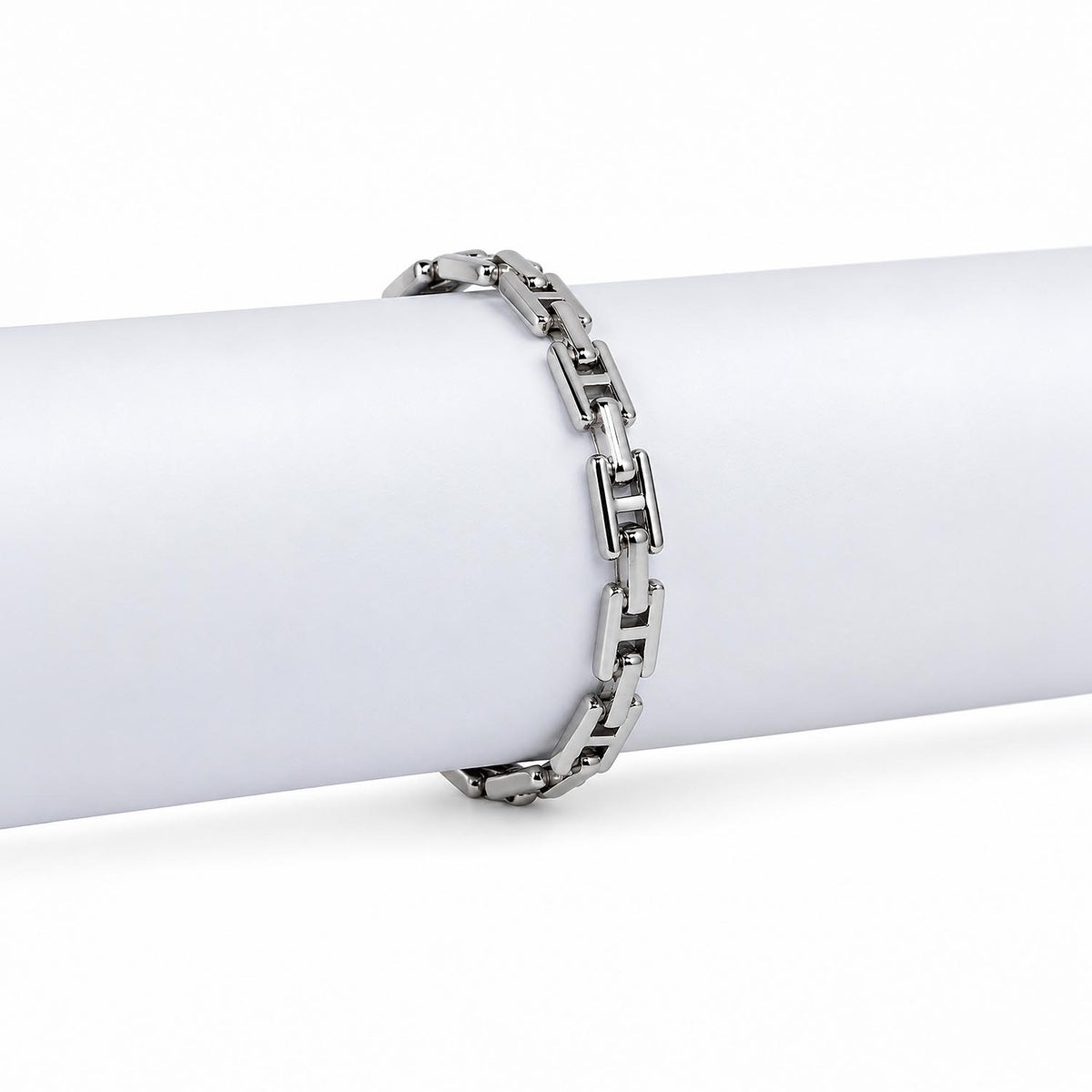 Silver Geometric Link Bracelet