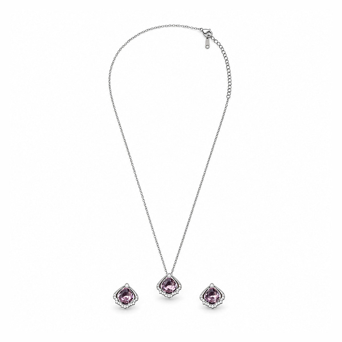 Women's Elegant Silver-Toned Purple Jewellery