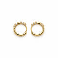 Gold-Toned Crystal Studded Geometric Huggie Hoop Earrings