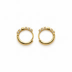 Gold-Toned Crystal Studded Geometric Huggie Hoop Earrings