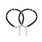 Women's Black Beaded Evil Eye Anklet