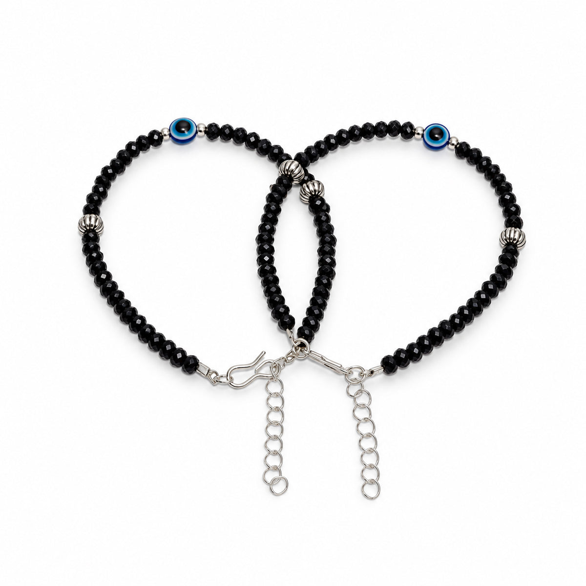 Women's Black Beaded Evil Eye Anklet