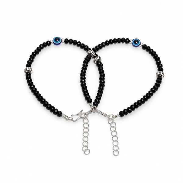 Women's Black Beaded Evil Eye Anklet