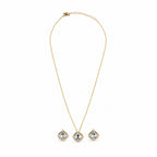 Gold-Toned White Stone-Studded Pendant Necklace
