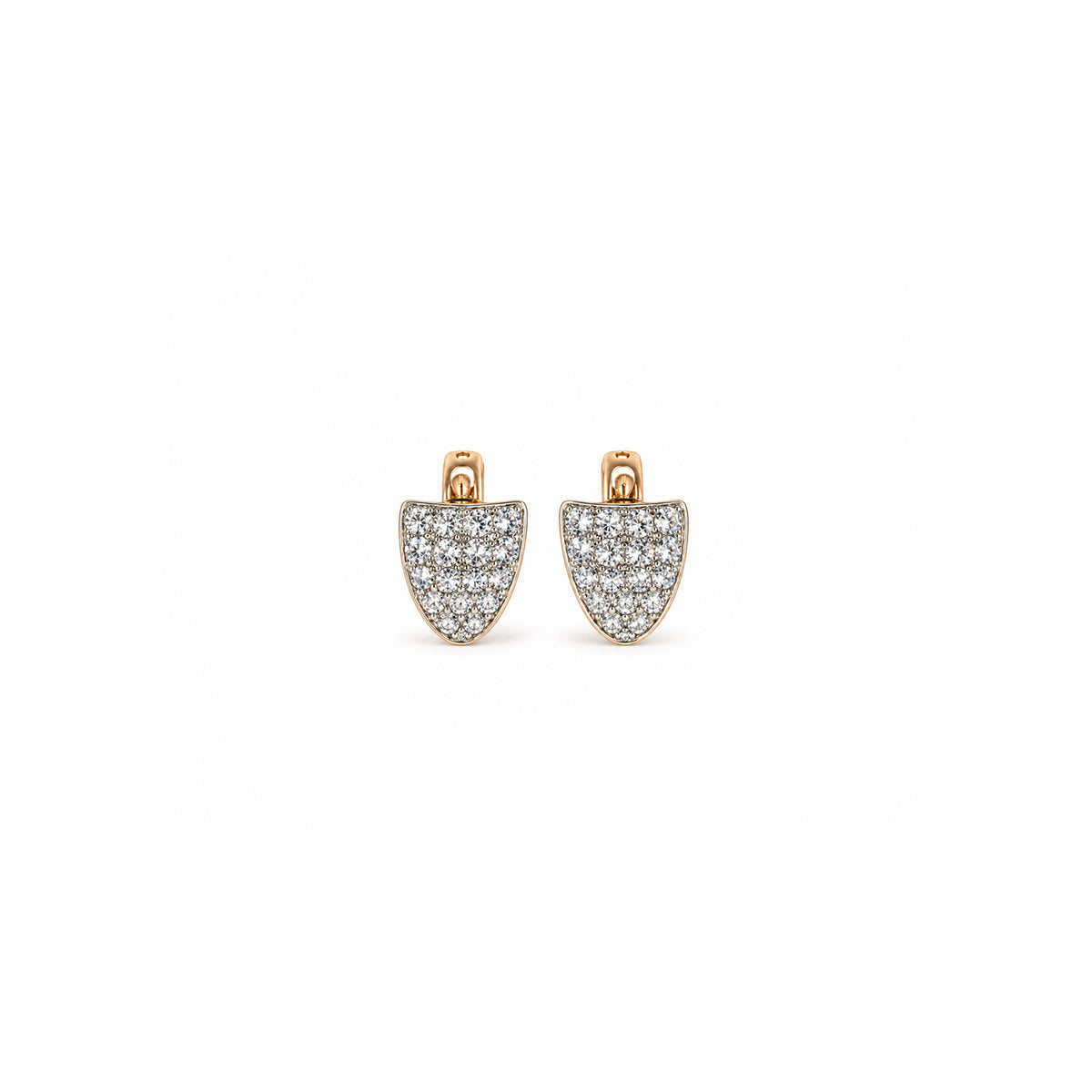 Women's Elegant Gold-Toned Pave Crystal-Studded Triangle Drop Earrings