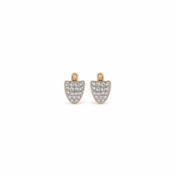Women's Elegant Gold-Toned Pave Crystal-Studded Triangle Drop Earrings