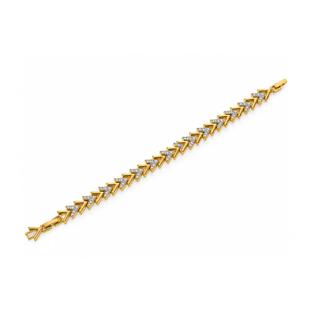 Men’s Gold-Toned CZ Studded Chevron Link Bracelet