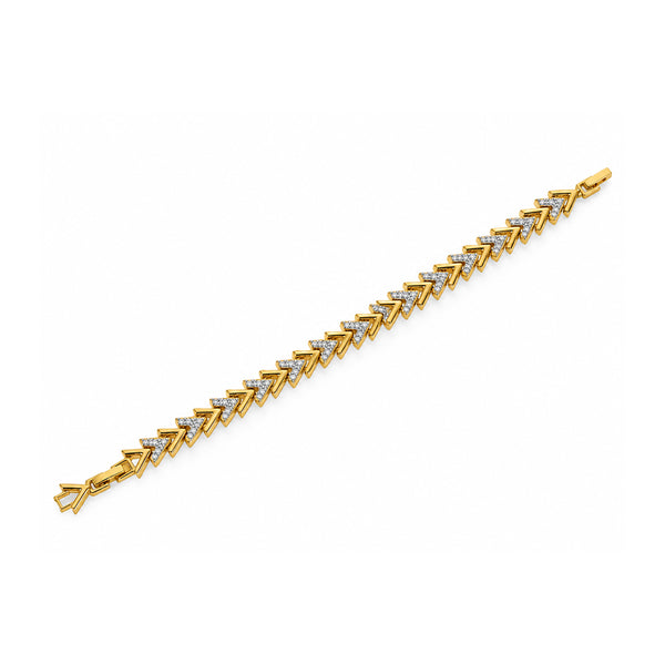 Men’s Gold-Toned CZ Studded Chevron Link Bracelet